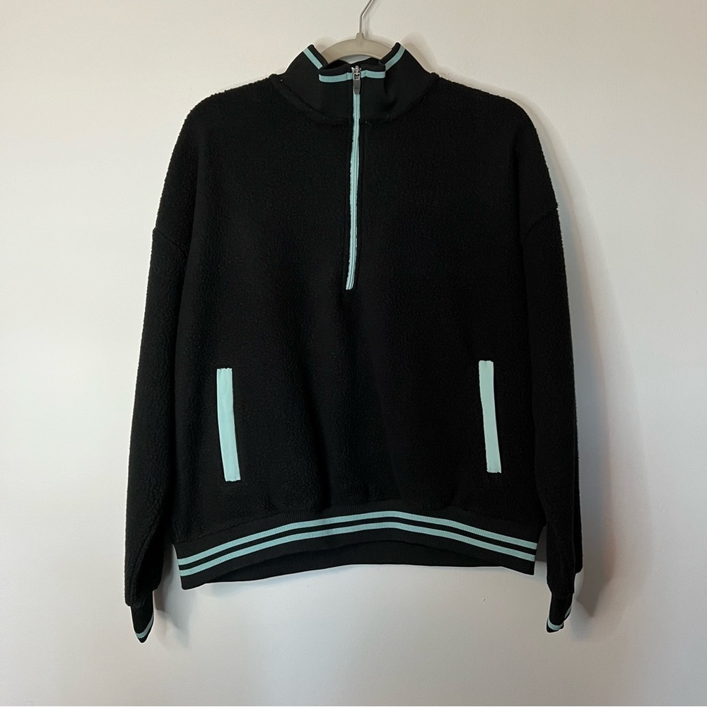 Women’s new Zella black fleece half zip pullover sweater size medium M